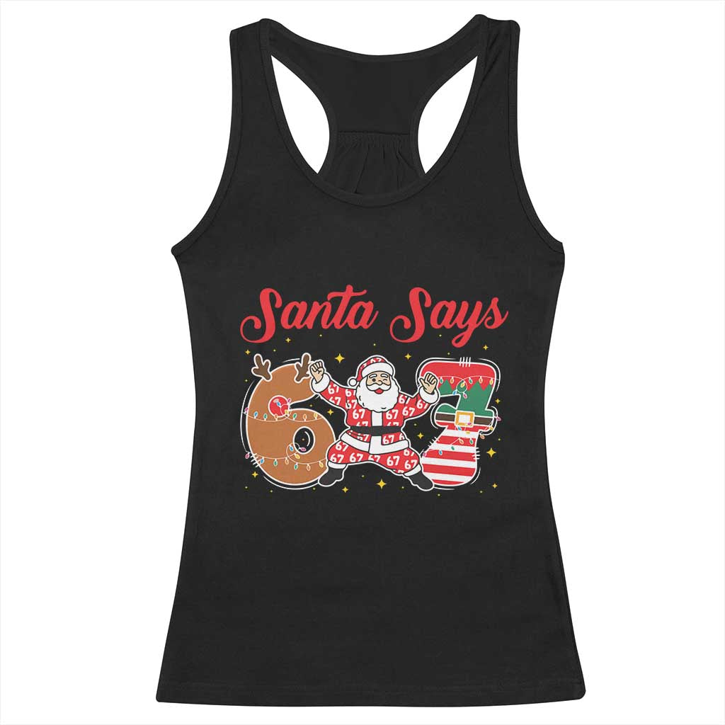 Funny Santa Says Six Seven Meme Racerback Tank Top Holiday Gift For Gen Z - Wonder Print Shop