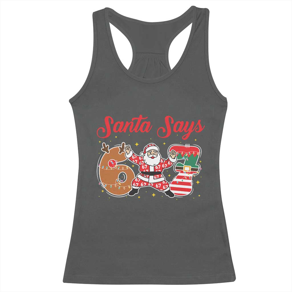 Funny Santa Says Six Seven Meme Racerback Tank Top Holiday Gift For Gen Z - Wonder Print Shop