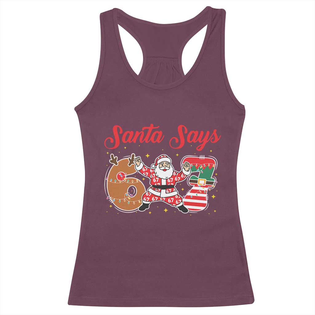 Funny Santa Says Six Seven Meme Racerback Tank Top Holiday Gift For Gen Z - Wonder Print Shop