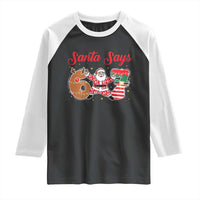 Funny Santa Says Six Seven Meme Raglan Shirt Holiday Gift For Gen Z - Wonder Print Shop