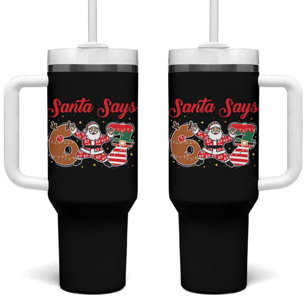 Funny Santa Says Six Seven Meme Tumbler With Handle Holiday Gift For Gen Z - Wonder Print Shop