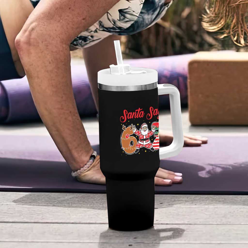 Funny Santa Says Six Seven Meme Tumbler With Handle Holiday Gift For Gen Z - Wonder Print Shop