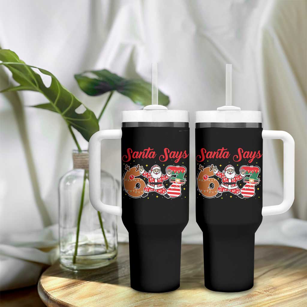 Funny Santa Says Six Seven Meme Tumbler With Handle Holiday Gift For Gen Z - Wonder Print Shop