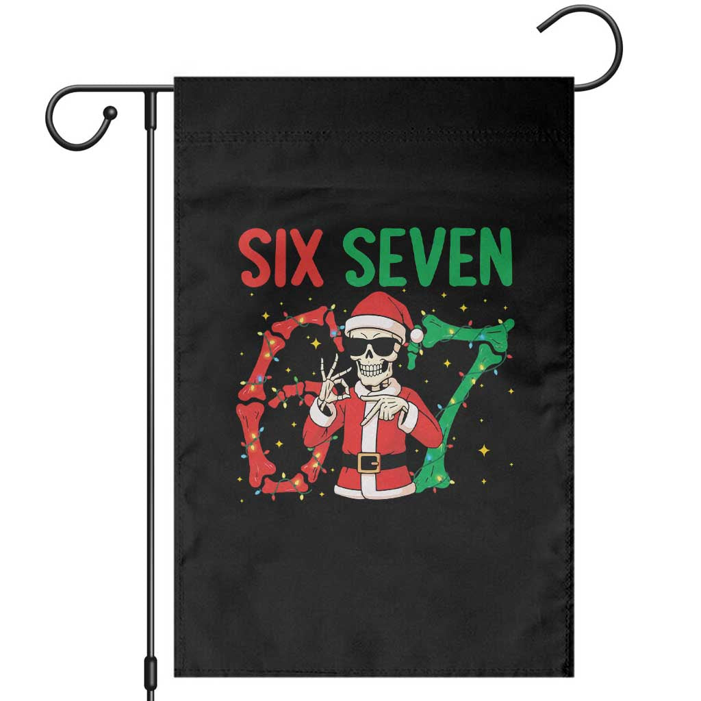 Funny Santa Skeleton Says Six Seven Garden Flag Christmas Meme Gift - Wonder Print Shop
