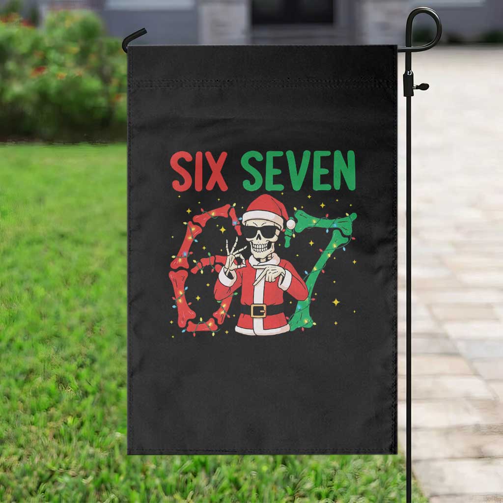 Funny Santa Skeleton Says Six Seven Garden Flag Christmas Meme Gift - Wonder Print Shop