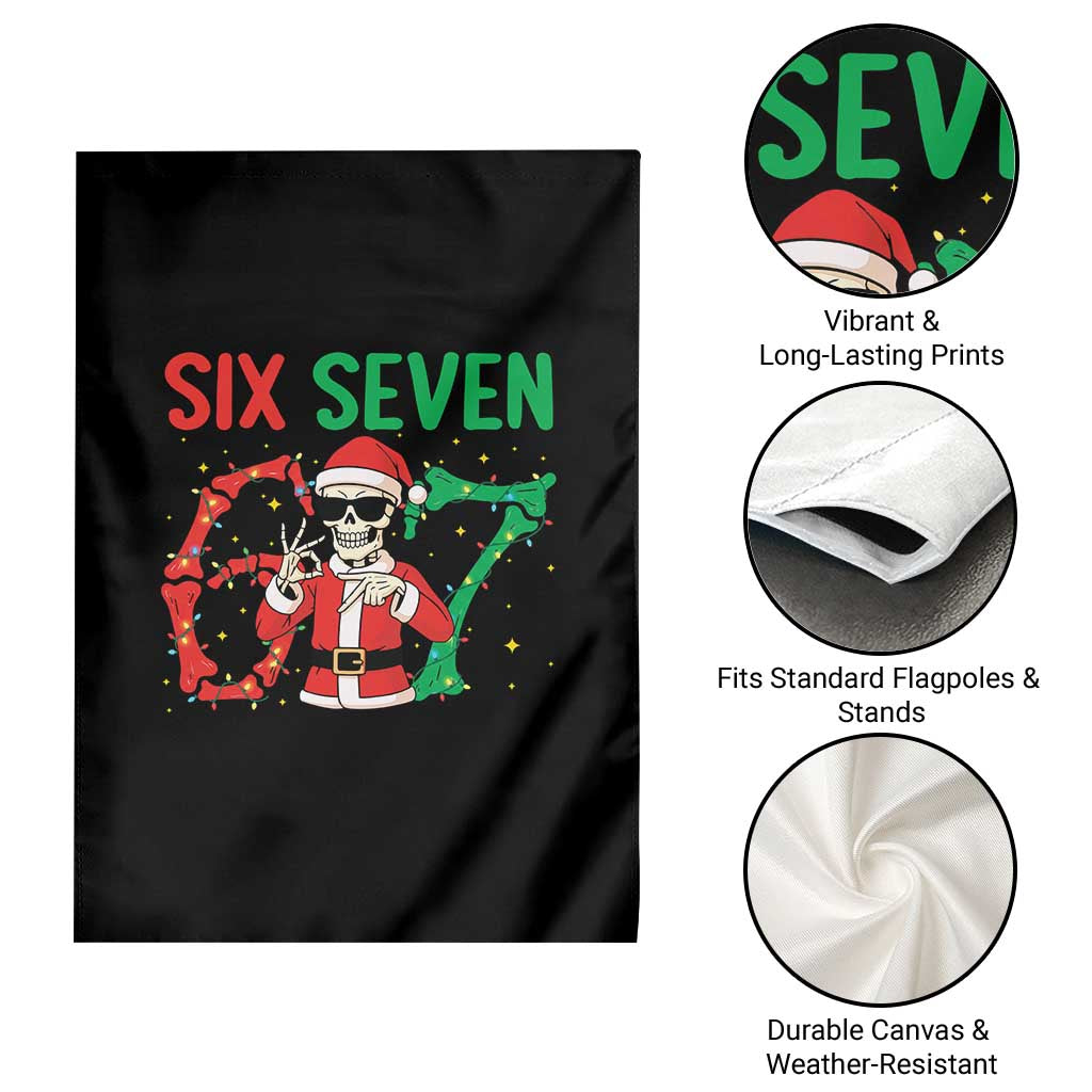 Funny Santa Skeleton Says Six Seven Garden Flag Christmas Meme Gift - Wonder Print Shop