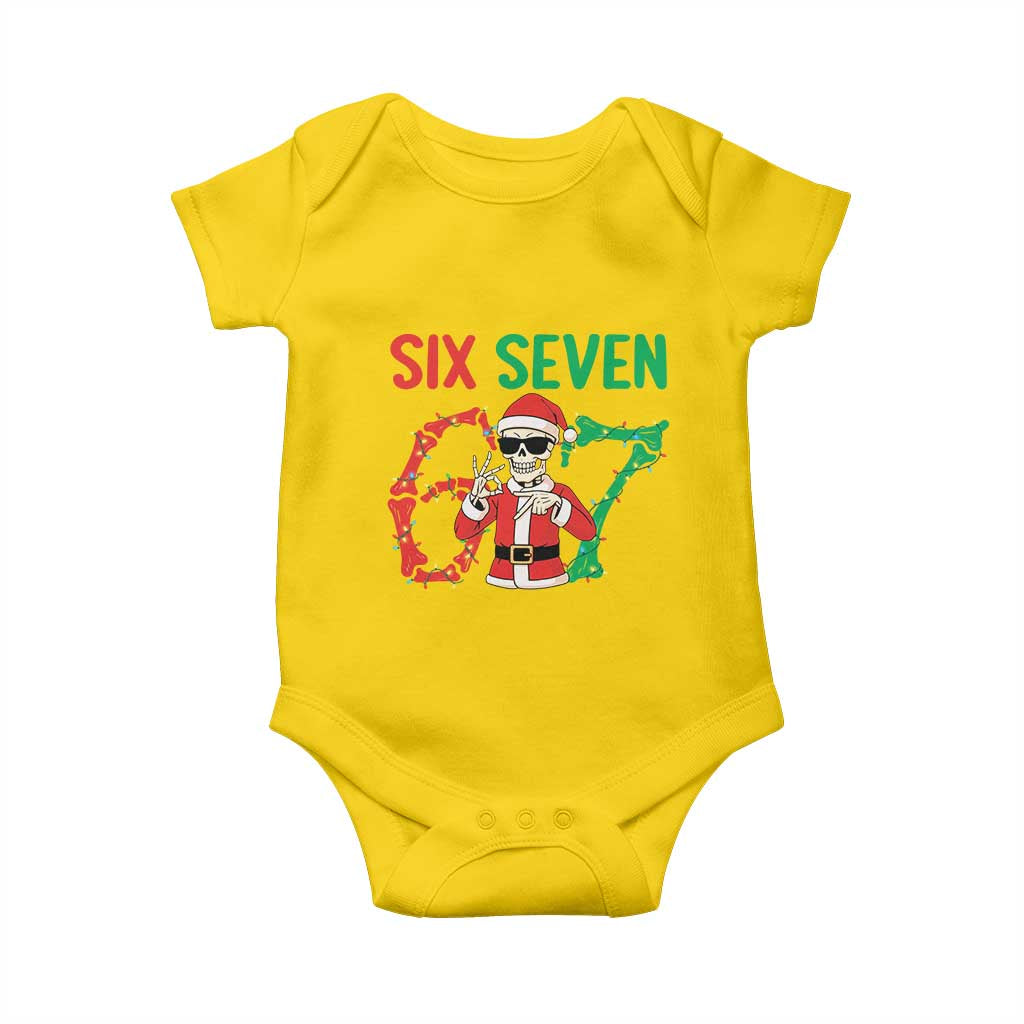 Funny Santa Skeleton Says Six Seven Baby Onesie Christmas Meme Gift - Wonder Print Shop