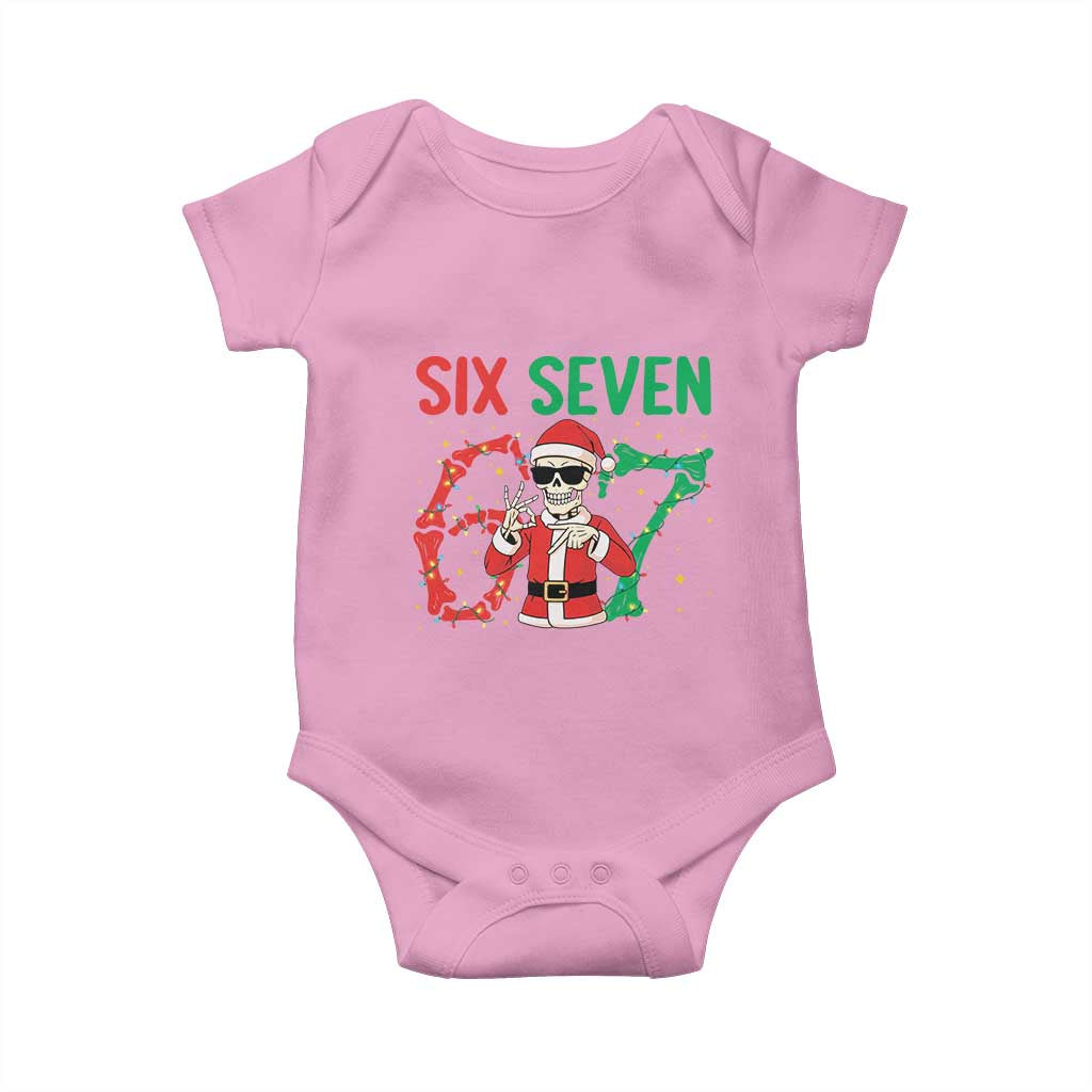 Funny Santa Skeleton Says Six Seven Baby Onesie Christmas Meme Gift - Wonder Print Shop