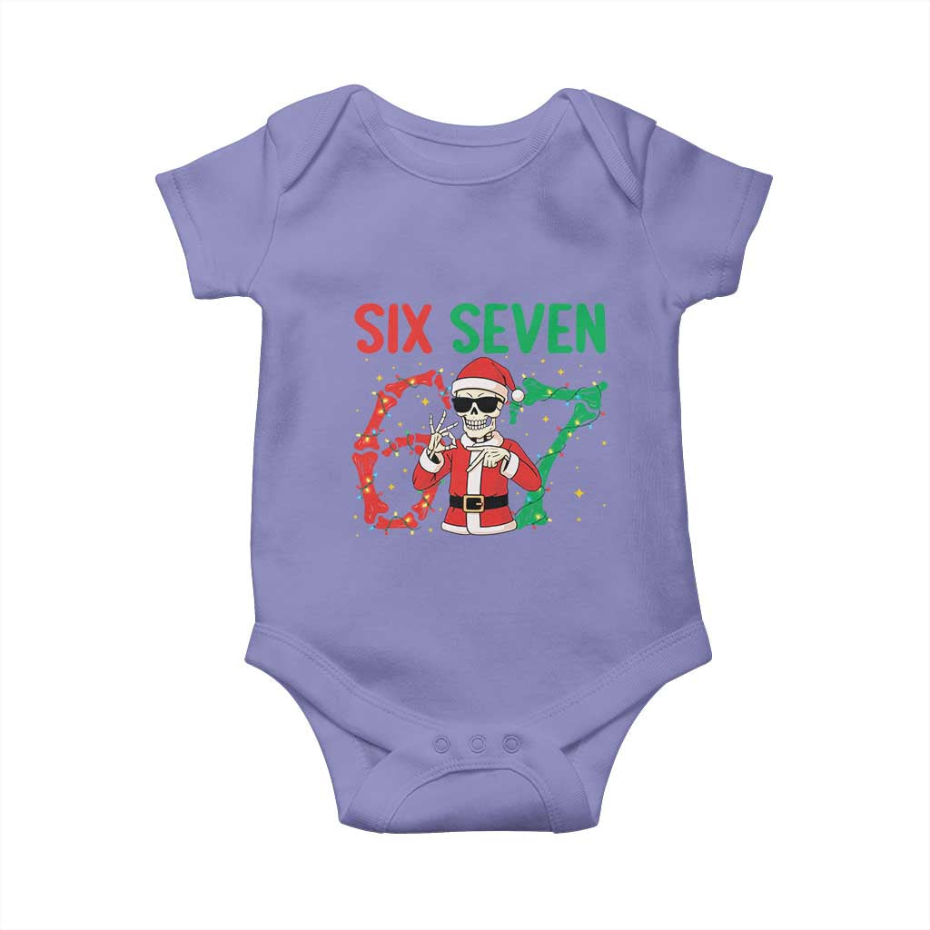 Funny Santa Skeleton Says Six Seven Baby Onesie Christmas Meme Gift - Wonder Print Shop