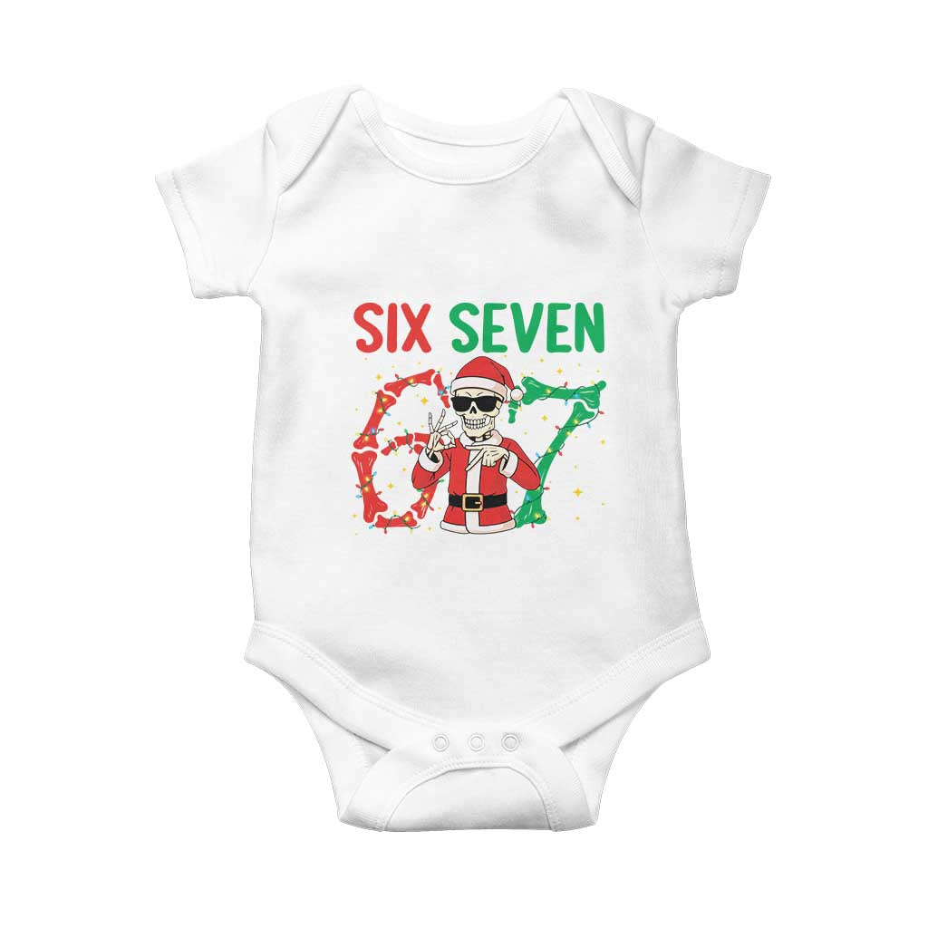 Funny Santa Skeleton Says Six Seven Baby Onesie Christmas Meme Gift - Wonder Print Shop