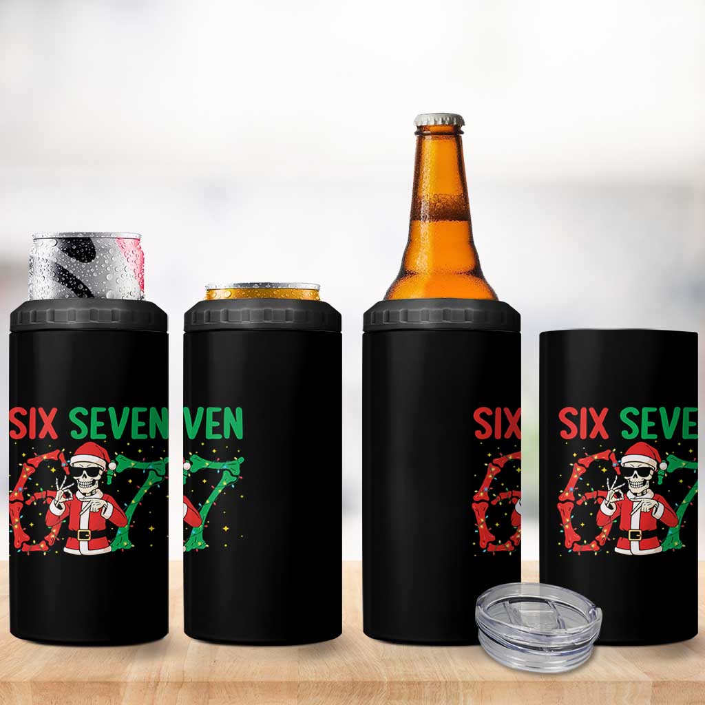 Funny Santa Skeleton Says Six Seven 4 in 1 Can Cooler Tumbler Christmas Meme Gift - Wonder Print Shop