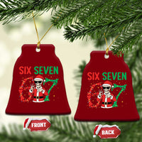 Funny Santa Skeleton Says Six Seven Ceramic Ornament Christmas Meme Gift - Wonder Print Shop