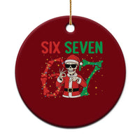 Funny Santa Skeleton Says Six Seven Ceramic Ornament Christmas Meme Gift - Wonder Print Shop