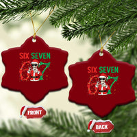 Funny Santa Skeleton Says Six Seven Ceramic Ornament Christmas Meme Gift - Wonder Print Shop