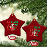 Funny Santa Skeleton Says Six Seven Ceramic Ornament Christmas Meme Gift - Wonder Print Shop