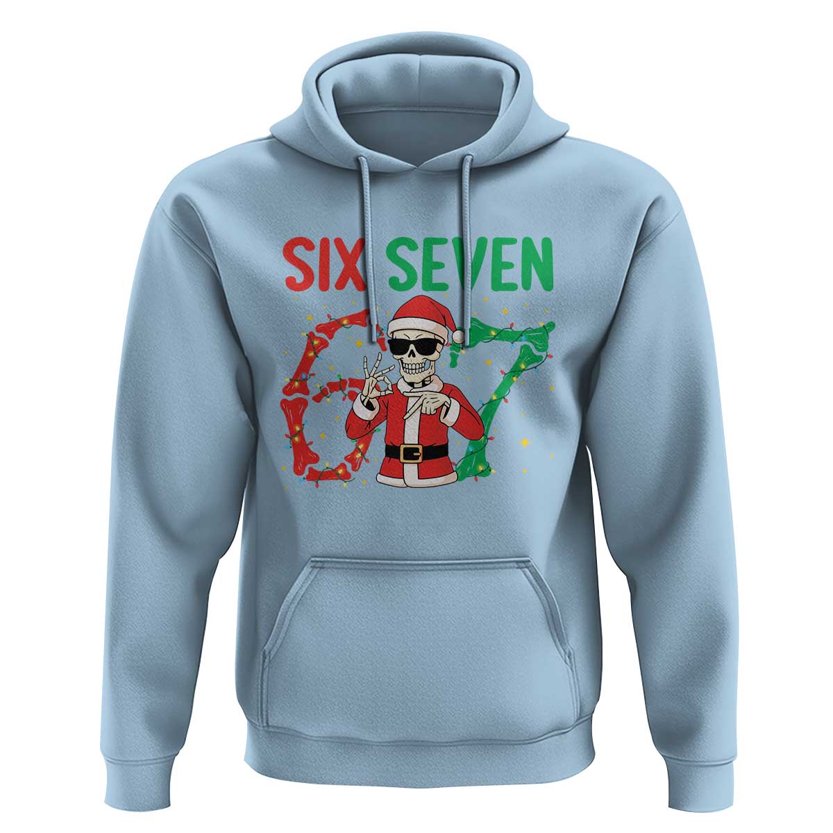 Funny Santa Skeleton Says Six Seven Hoodie Christmas Meme Gift - Wonder Print Shop
