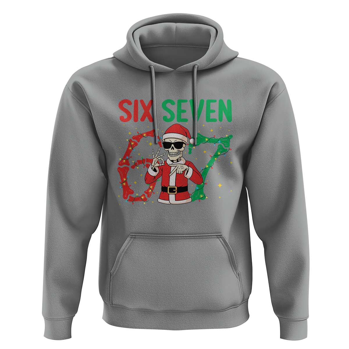 Funny Santa Skeleton Says Six Seven Hoodie Christmas Meme Gift - Wonder Print Shop