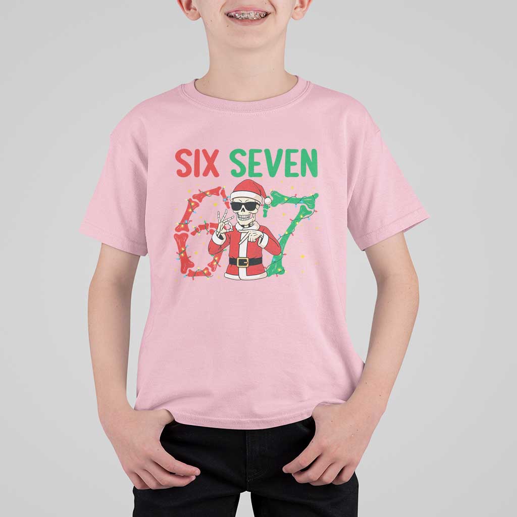 Funny Santa Skeleton Says Six Seven T Shirt For Kid Christmas Meme Gift - Wonder Print Shop