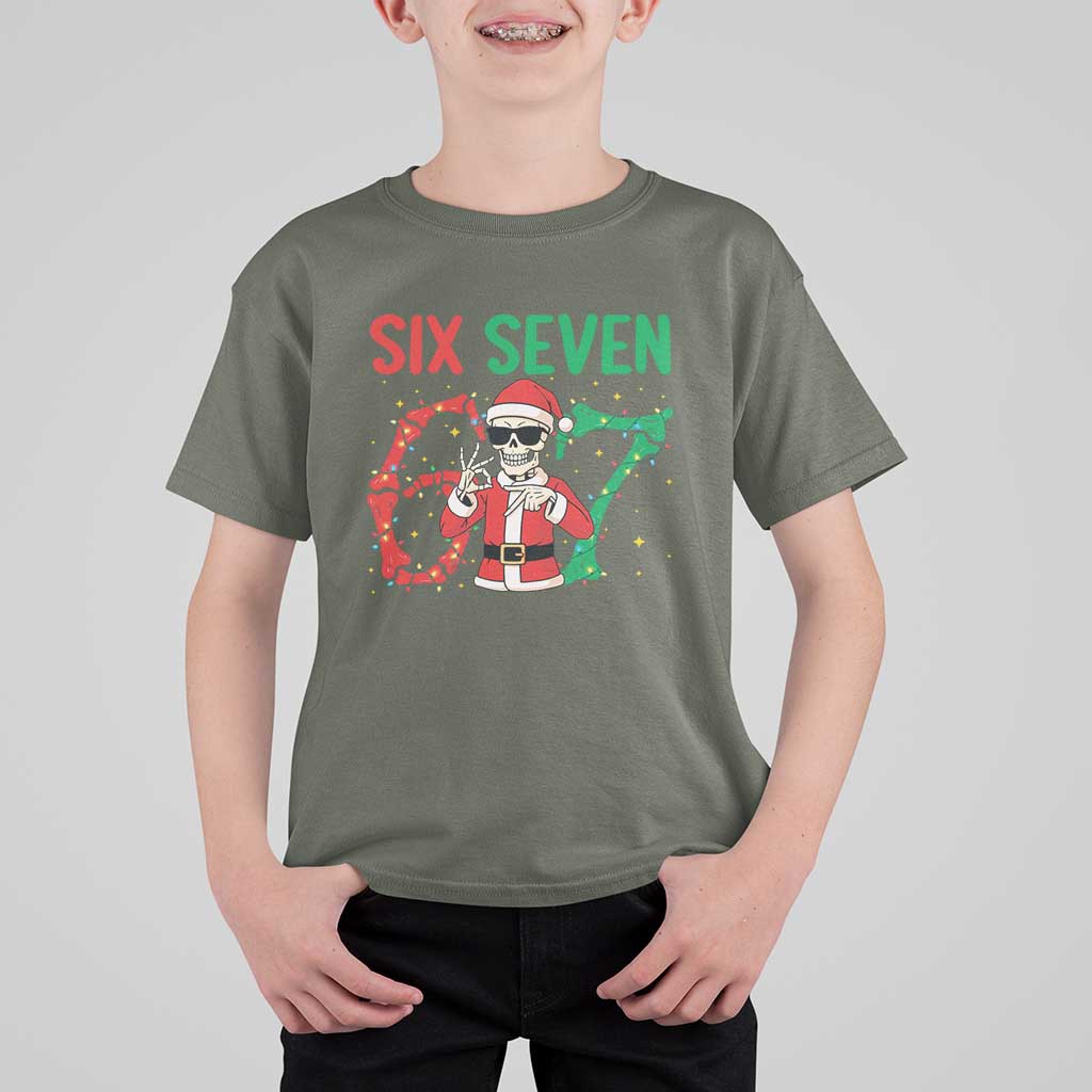 Funny Santa Skeleton Says Six Seven T Shirt For Kid Christmas Meme Gift - Wonder Print Shop