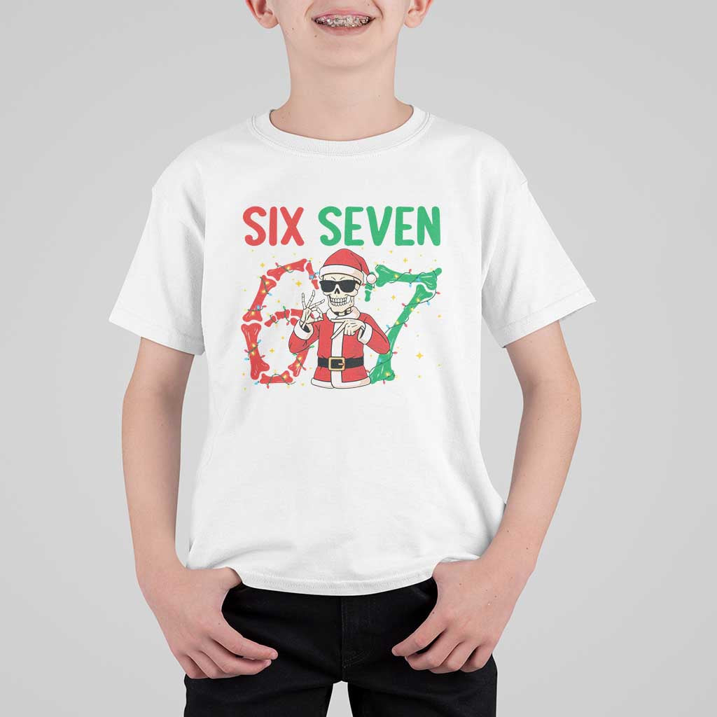 Funny Santa Skeleton Says Six Seven T Shirt For Kid Christmas Meme Gift - Wonder Print Shop