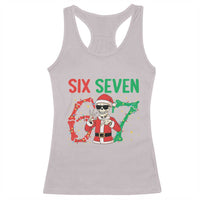Funny Santa Skeleton Says Six Seven Racerback Tank Top Christmas Meme Gift - Wonder Print Shop