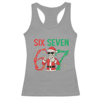 Funny Santa Skeleton Says Six Seven Racerback Tank Top Christmas Meme Gift - Wonder Print Shop