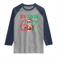 Funny Santa Skeleton Says Six Seven Raglan Shirt Christmas Meme Gift - Wonder Print Shop
