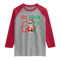 Funny Santa Skeleton Says Six Seven Raglan Shirt Christmas Meme Gift - Wonder Print Shop