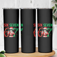 Funny Santa Skeleton Says Six Seven Skinny Tumbler Christmas Meme Gift - Wonder Print Shop