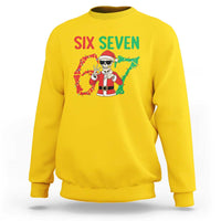 Funny Santa Skeleton Says Six Seven Sweatshirt Christmas Meme Gift - Wonder Print Shop