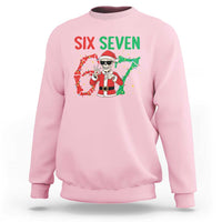 Funny Santa Skeleton Says Six Seven Sweatshirt Christmas Meme Gift - Wonder Print Shop