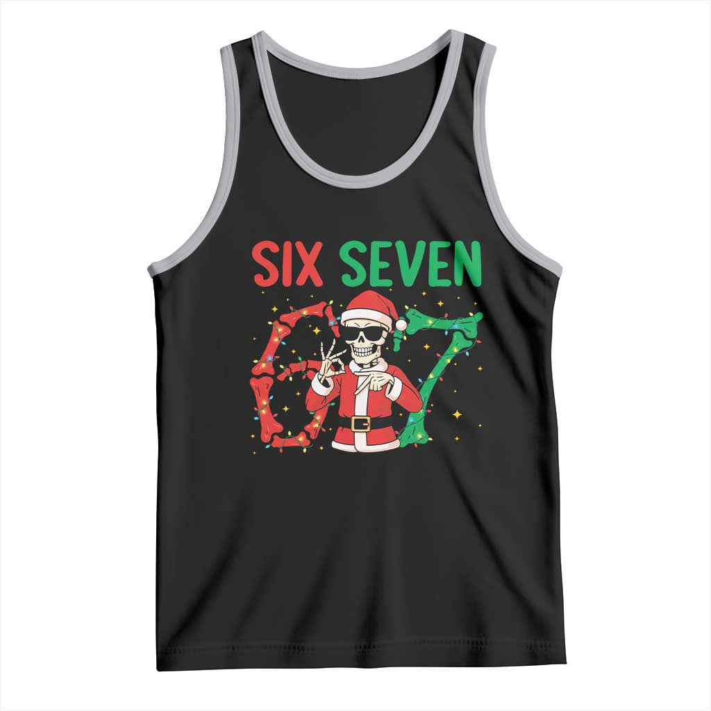 Funny Santa Skeleton Says Six Seven Tank Top Christmas Meme Gift - Wonder Print Shop