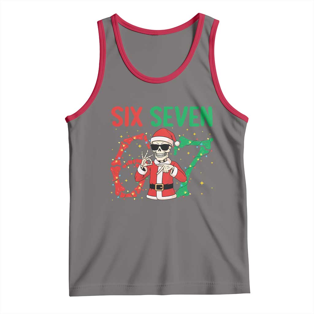 Funny Santa Skeleton Says Six Seven Tank Top Christmas Meme Gift - Wonder Print Shop