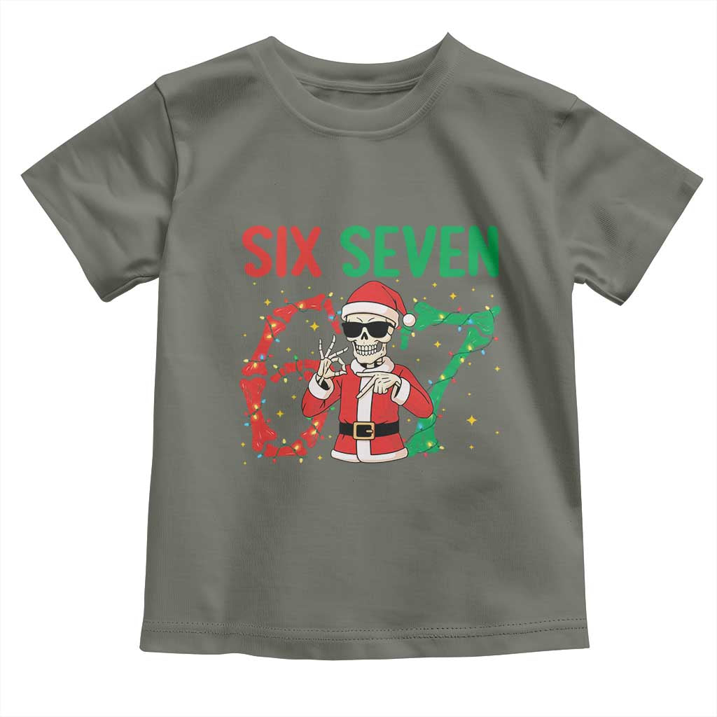 Funny Santa Skeleton Says Six Seven Toddler T Shirt Christmas Meme Gift - Wonder Print Shop