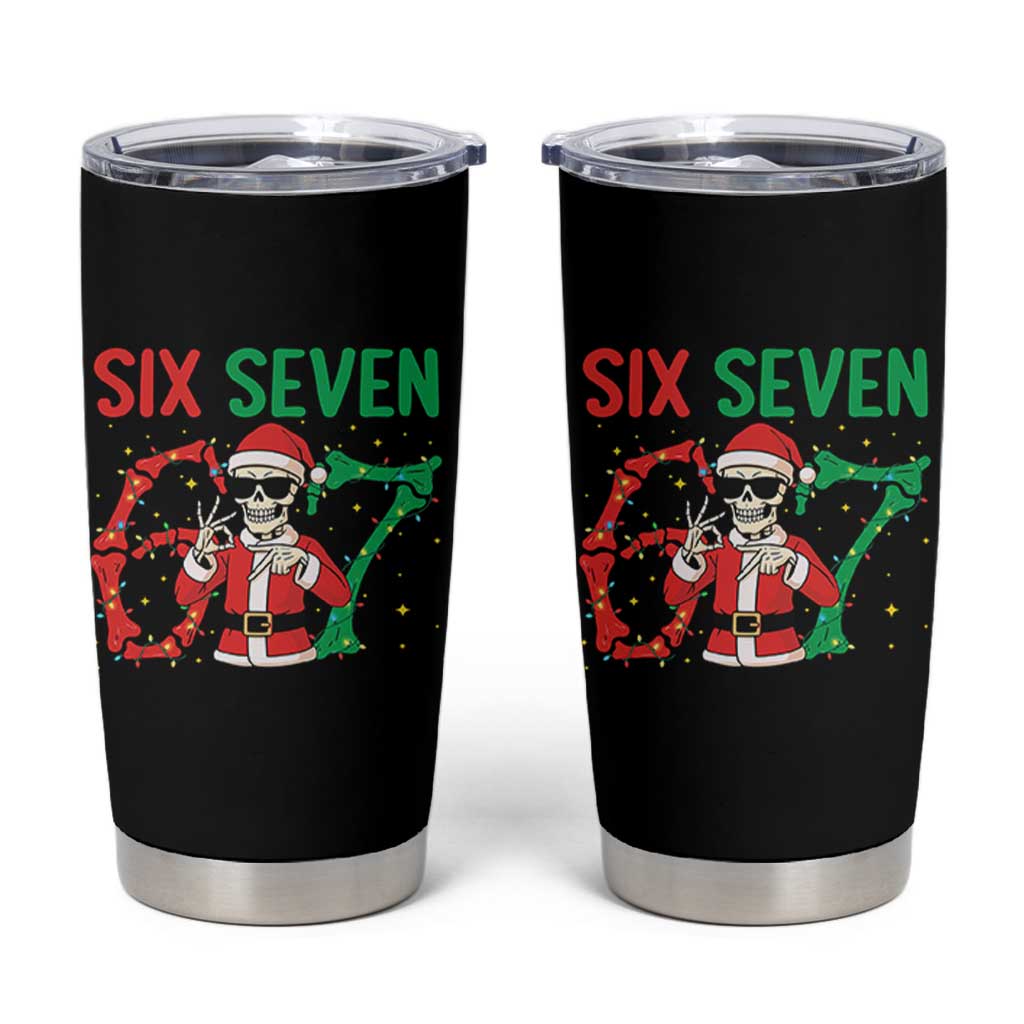 Funny Santa Skeleton Says Six Seven Tumbler Cup Christmas Meme Gift - Wonder Print Shop