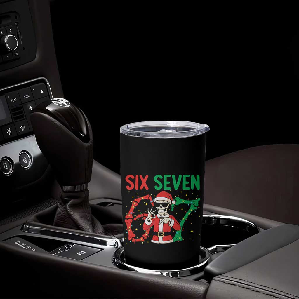 Funny Santa Skeleton Says Six Seven Tumbler Cup Christmas Meme Gift - Wonder Print Shop