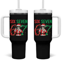 Funny Santa Skeleton Says Six Seven Tumbler With Handle Christmas Meme Gift - Wonder Print Shop