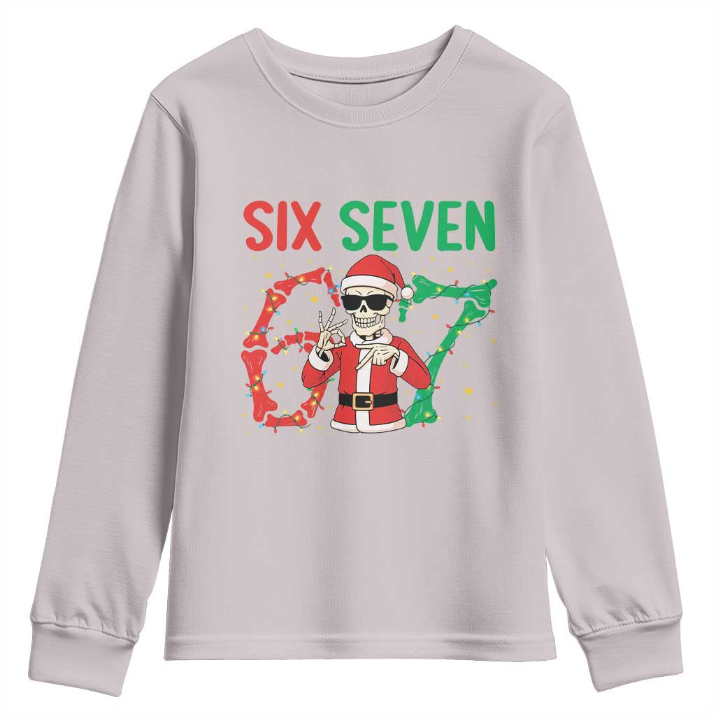 Funny Santa Skeleton Says Six Seven Youth Sweatshirt Christmas Meme Gift - Wonder Print Shop