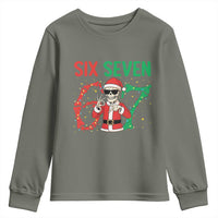 Funny Santa Skeleton Says Six Seven Youth Sweatshirt Christmas Meme Gift - Wonder Print Shop