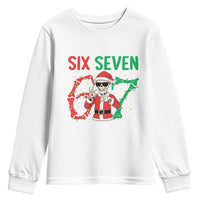 Funny Santa Skeleton Says Six Seven Youth Sweatshirt Christmas Meme Gift - Wonder Print Shop