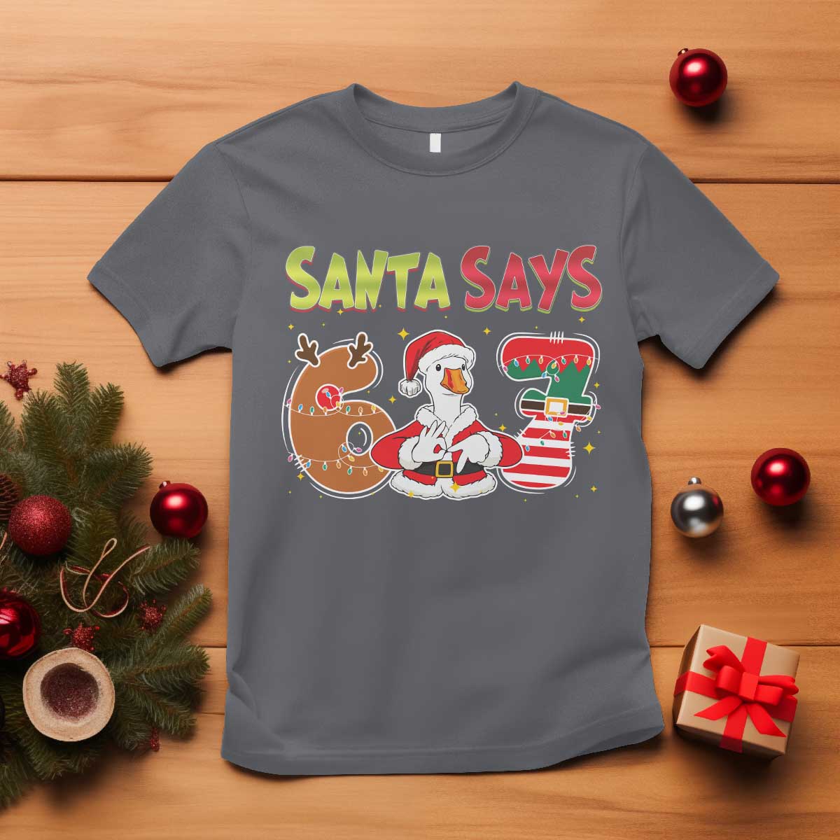 Funny Sant Goose Says Six Seven T Shirt Christmas Gift For Gen Z - Wonder Print Shop