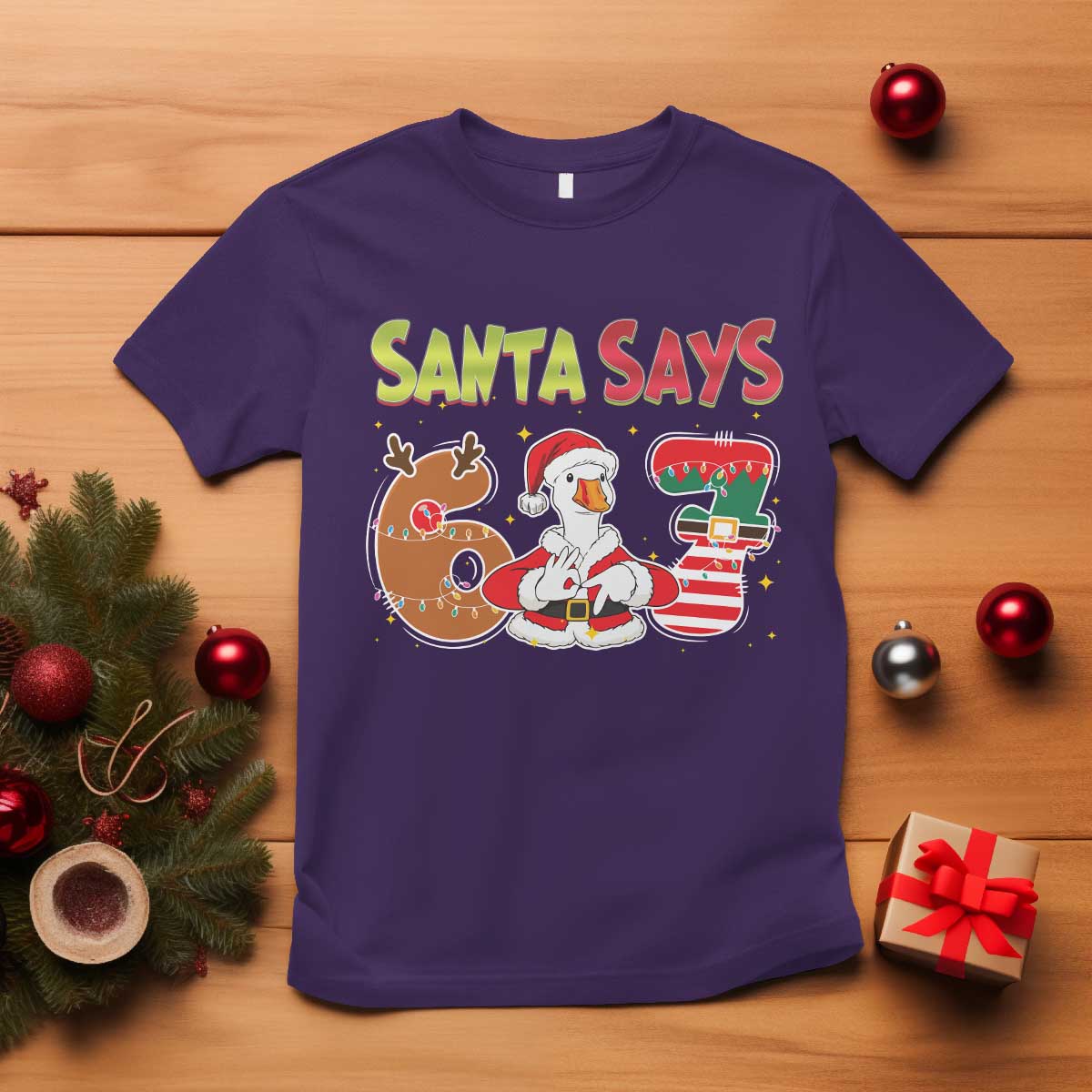 Funny Sant Goose Says Six Seven T Shirt Christmas Gift For Gen Z - Wonder Print Shop