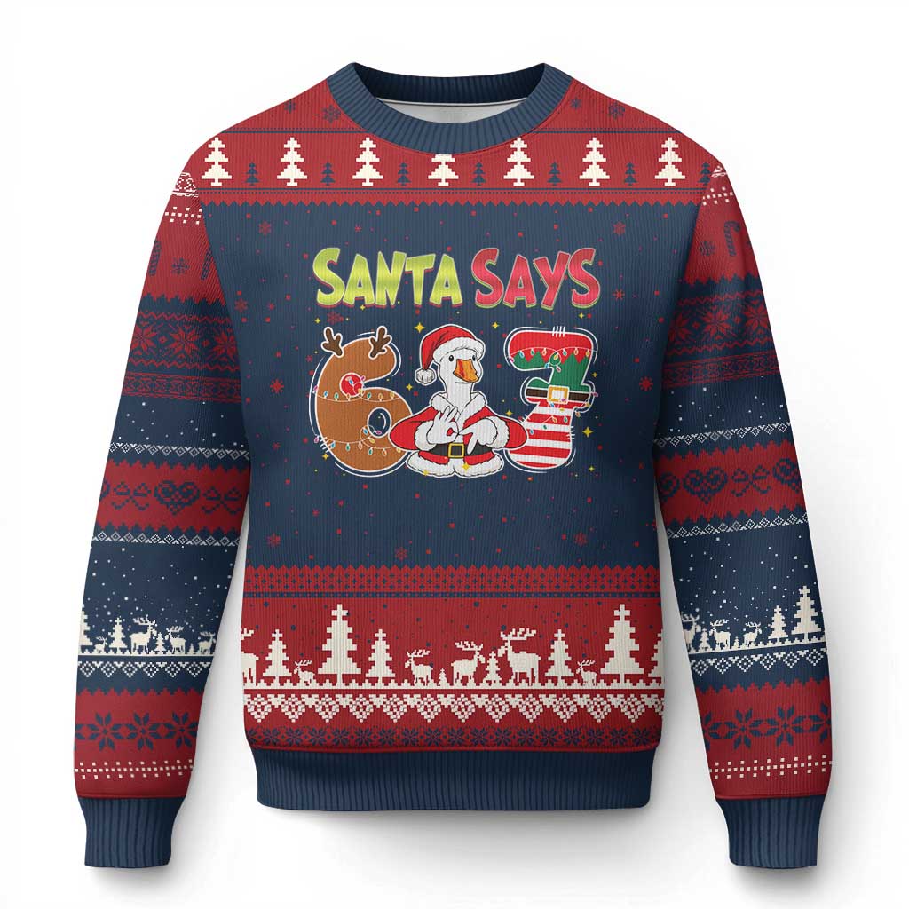 Funny Sant Goose Says Six Seven Ugly Christmas Sweater Xmas Gift For Gen Z - Wonder Print Shop