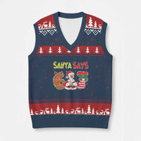 Funny Sant Goose Says Six Seven V-Neck Knit Sweater Vest Xmas Gift For Gen Z - Wonder Print Shop