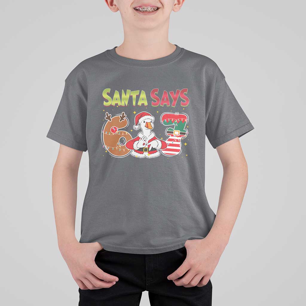 Funny Sant Goose Says Six Seven T Shirt For Kid Christmas Gift For Gen Z - Wonder Print Shop