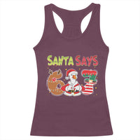 Funny Sant Goose Says Six Seven Racerback Tank Top Christmas Gift For Gen Z - Wonder Print Shop