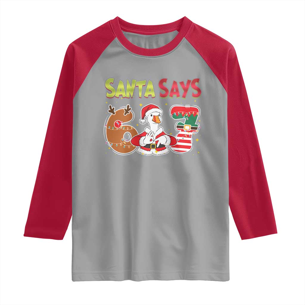 Funny Sant Goose Says Six Seven Raglan Shirt Christmas Gift For Gen Z - Wonder Print Shop