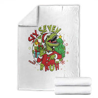 Funny Christmas Dinosaur Lover Gift Throw Blanket Trending Six Seven Bruh - Wonder Print Shop