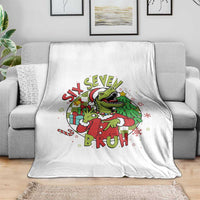 Funny Christmas Dinosaur Lover Gift Throw Blanket Trending Six Seven Bruh - Wonder Print Shop