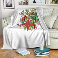 Funny Christmas Dinosaur Lover Gift Throw Blanket Trending Six Seven Bruh - Wonder Print Shop